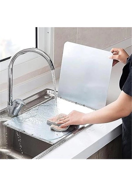 Pas Tutmaz Metal 3 Kanatlı Yağ Sıçrama Koruması, 90 x 30 Cm, Yapışmaz, Katlanabilir, Mutfak indirimleri