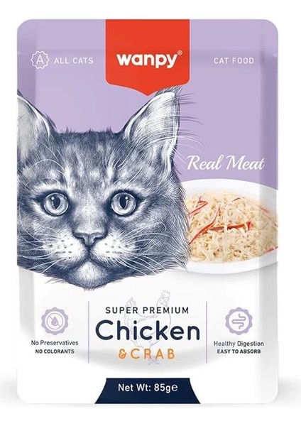 Pouch Tavuklu & Yengeçli Yaş Kedi Maması (85GR x 12 Adet)