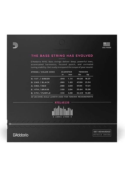 D'addario NYXL45130 Bas Gitar Teli (45-130) fiyatları