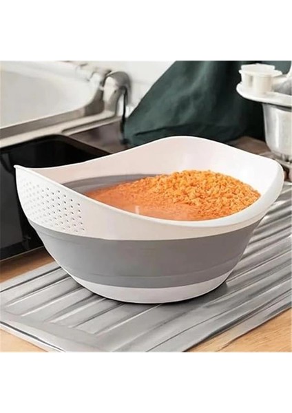 Katlanabilir Akordiyonlu Süzgeç, Mutfak Pirinç Meyve Sebze Süzgeci, Bpa Içermez, 30 x 25 x
