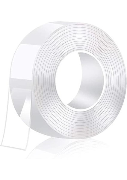 Şeffaf Çift Taraflı Yapışkan Bant, 3 Metre Ekstra Güçlü ve Yıkanabilir, Ince Nano Bant
