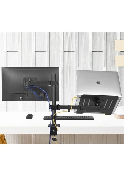 EF74 Steel Design 2-8 kg Çift Kol Asansörlü 17"-32" Monitör&10-17" Laptop Standı