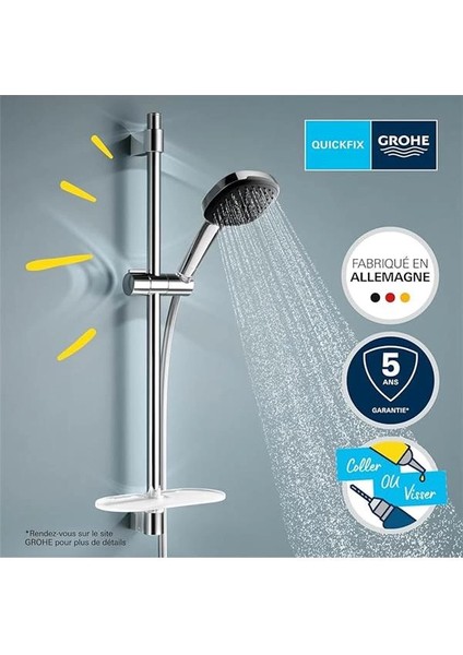 Grohe Vitalio Comfort 110 Sürgülü Duş Seti (Sabunluklu) 110 mm Kare 2 Akışlı (Yağmur & Jet) El Duşu modelleri