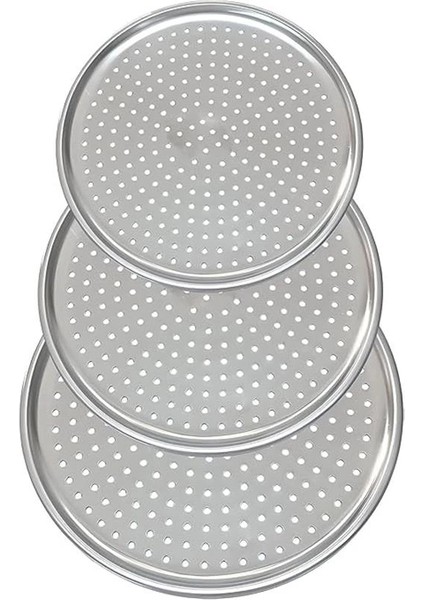 Paslanmaz Çelik Pizza Tepsisi,delikli Lahmacun ve Pizza Tavası,fırın Tepisisi (28 Cm)