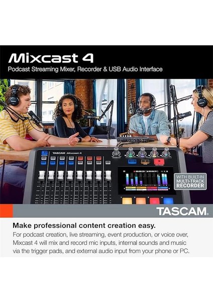 Mıxcast 4 Podcast Yayını Için 4 Kanal Mikser & Kaydedici ve USB Ses Arabirimi fiyatları