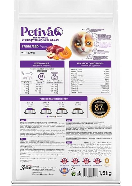Kısırlaştırılmış Yetişkin Kediler Için Kuzu Etli Kuru Kedi Maması (1.5 Kg, Kuzu) fiyatları
