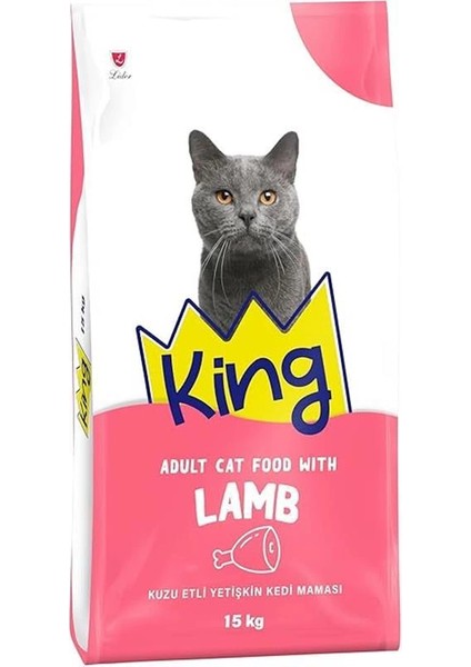 King Plus Kuzu Etli ve Pirinçli Yetişkin Kedi Maması 15 kg