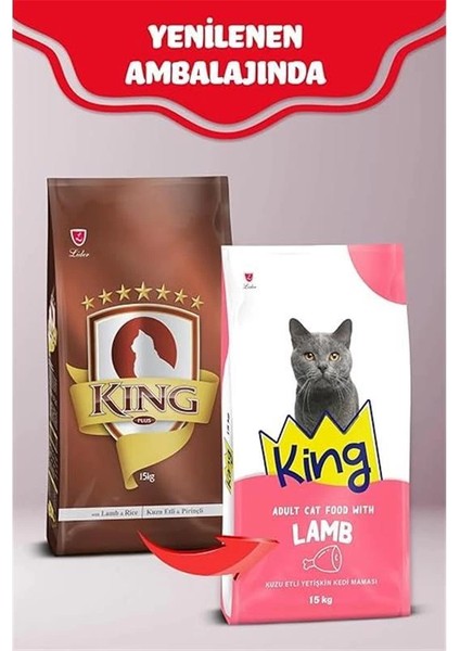 King Plus Kuzu Etli ve Pirinçli Yetişkin Kedi Maması 15 kg fiyatları
