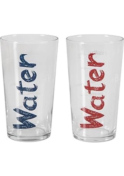 Water Bardak 570 ml 2'li Set Mavi & Kırmızı