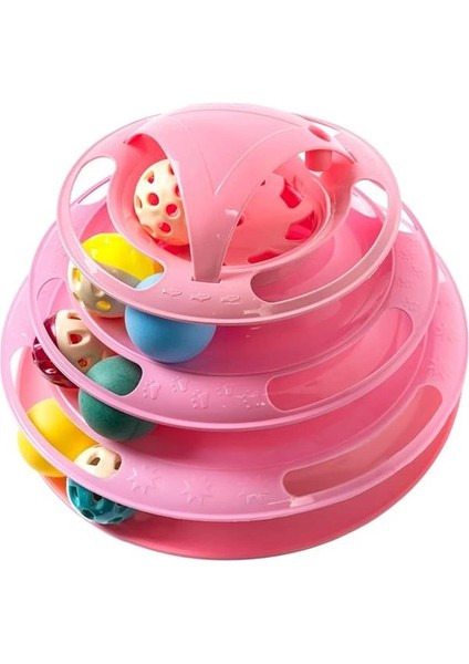 Tower Of Tracks 4 Katlı 7 Toplu ve Tüylü Yuvarlak Kedi Oyuncağı 24 x 13 cm Pembe indirimleri