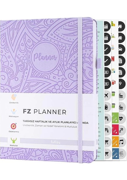 Fz Planner Tarihsiz Haftalık Planlayıcı Deri Ajanda Etnik, Lila