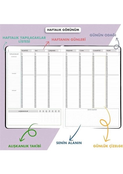 Fz Planner Tarihsiz Haftalık Planlayıcı Deri Ajanda Etnik, Lila modelleri