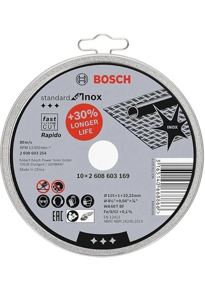 Professional Kesme Diski Düz Standart Inox Rapido Için, 2608603254