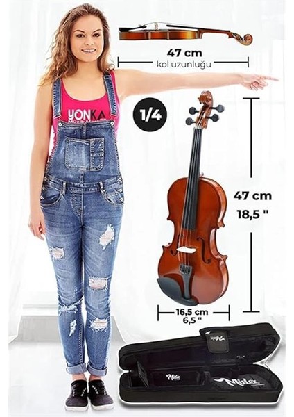 CVL-741-TYS Profesyonel 1/4 Çocuk Kemanı Seti 6-8 Yaş (Yastık Tel Çanta Yay Susturucu Reçine) indirimleri
