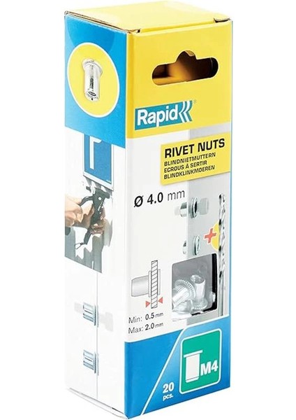 Blindnietmuttern, Ince Malzemeler Için, 20 Adet, Matkap Ucu Dahil, M4 fiyatları