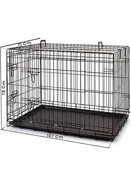 Metal Kedi Köpek Kafesi Siyah 107X71X78CM