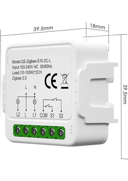 Tuya Mini Zigbee Nötrsüz Iki Çıkışlı Röle (Tuya, Smart Life, Home Assistant, ZIGBEE2MQTT Uyumlu) modelleri