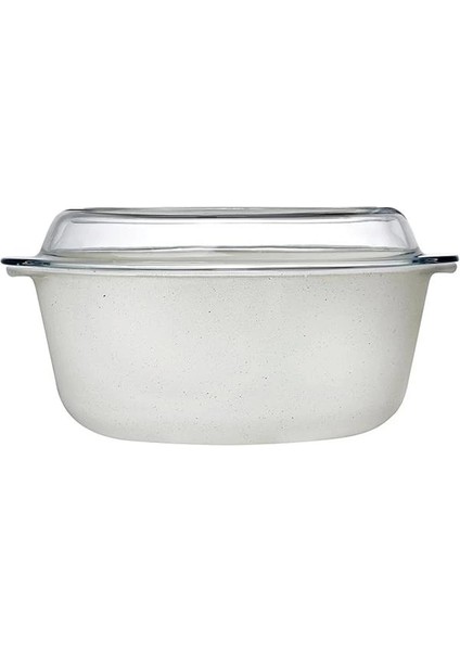 Pasabahce Non-Stick Cam Kapaklı Yuvarlak Tencere, Krem 3150CC, PB-59013-GR