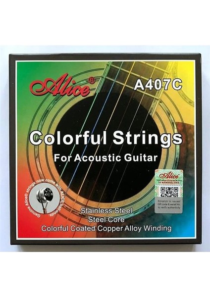 A-407C Model Renkli Akustik Gitar Tel Seti