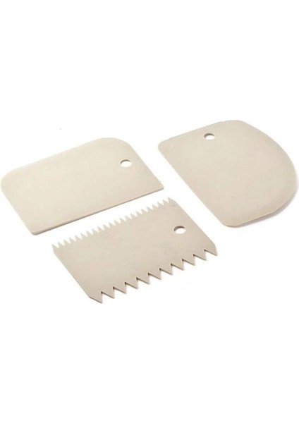 3'lü Hamur Şekillendirici Kesici Dekoratör Spatula Seti, Plastik, Çok Renkli