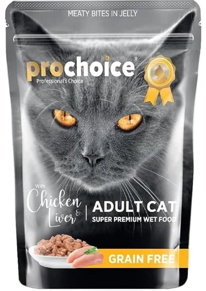 Yetişkin Kediler Için, Tahılsız, Jöle Içinde Tavuk ve Ciğer Parça Etli Yaş Mama, 85 G x 24