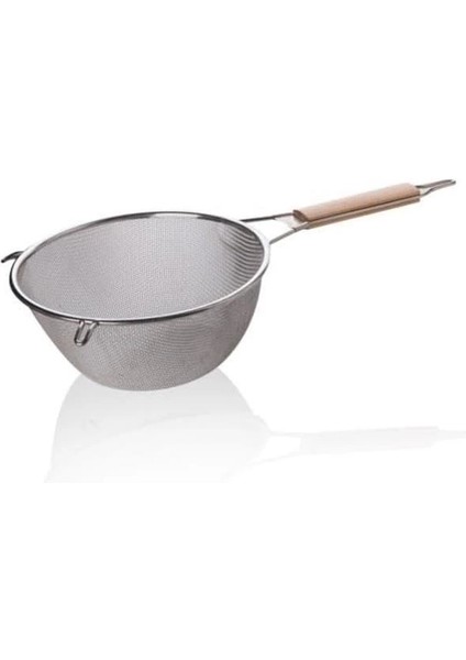 Ahşap Saplı Paslanmaz Çelik Süzgeç, Orta Boy Metal Süzgeç 21 * 9.5 cm Estetik ve Dayanıklı