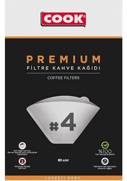 Premium Filtre Kahve Kağıdı - Ebat 4, 80 Adet