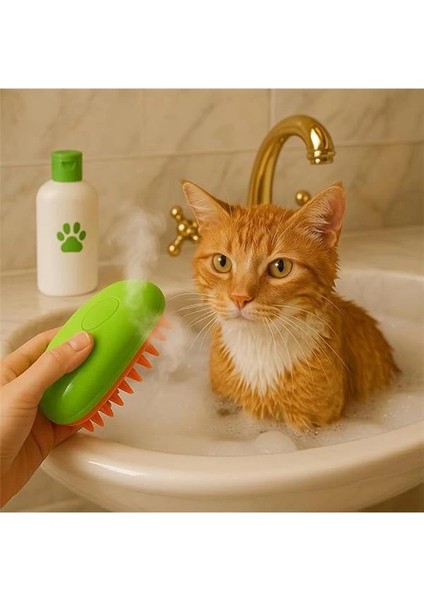 USB Şarjlı Buharlı Evcil Hayvan Fırçası – Su Hazneli Tüy Temizleme ve Masaj Fırçası | Kedi & modelleri