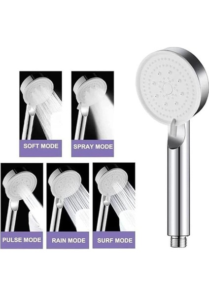 Turbo Duş Başlığı, Yüksek Basınçlı El Duşu, 5 Fonksiyonlu Duş Başlığı (Krom) modelleri