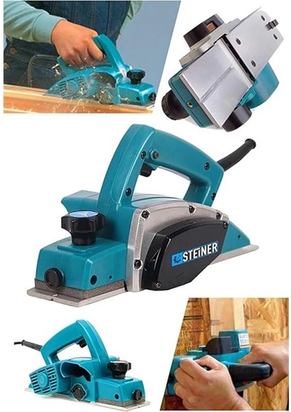 Steiner Alman 4000 Watt Bakır Sargılı Metal Şanzıman Çift Bıçaklı Planya Rende Makinesi -