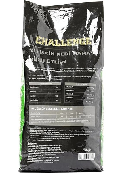 Tavuk Yetişkin Kedi Maması Kuzu Etli 15 kg fiyatları