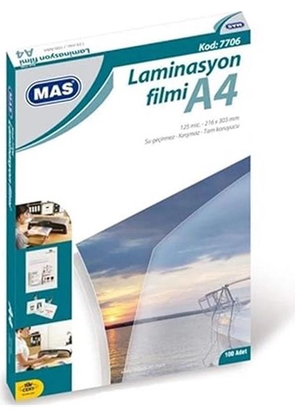 Laminasyon Filmi- 125 Mikron A4 100'LÜ Paket fiyatları