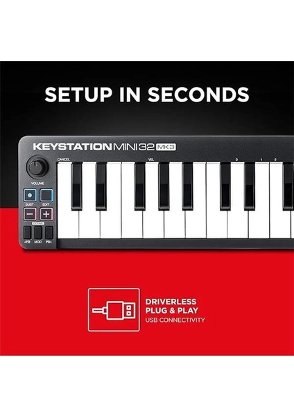 M-Audio Keystation Mini 32 Mk3 - Protools ile Mobil Müzik Üretimi Için Taşınabilir USB Mıdı Klavye fırsatları