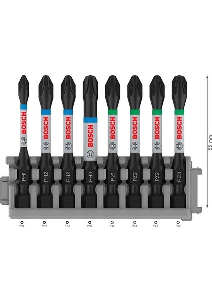 Professional Accessories 8 Parçalı Tornavida Ucu Seti (Impact Control, Pz/ph Uçlar - Uzunluk: modelleri