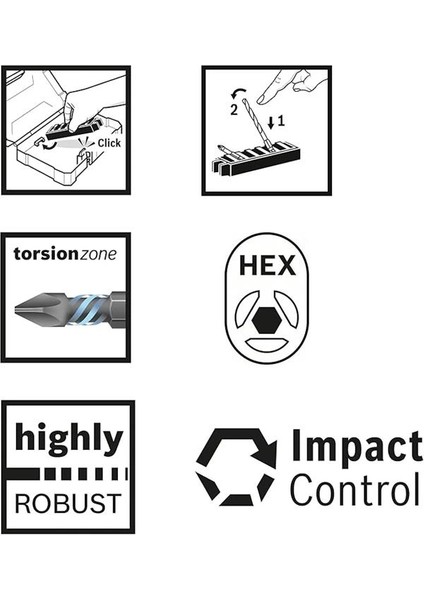Professional Accessories 8 Parçalı Tornavida Ucu Seti (Impact Control, Pz/ph Uçlar - Uzunluk: