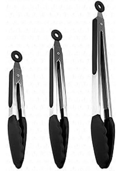 Midori Metal Saplı Silikon Uçlu Kilit Sistemli Smart 3lü Maşa Seti Siyah