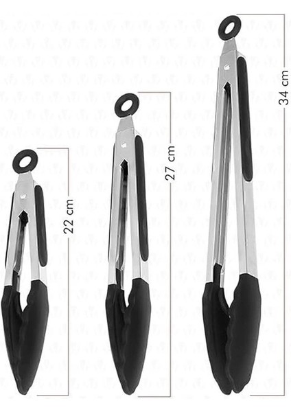 Midori Metal Saplı Silikon Uçlu Kilit Sistemli Smart 3lü Maşa Seti Siyah fiyatları