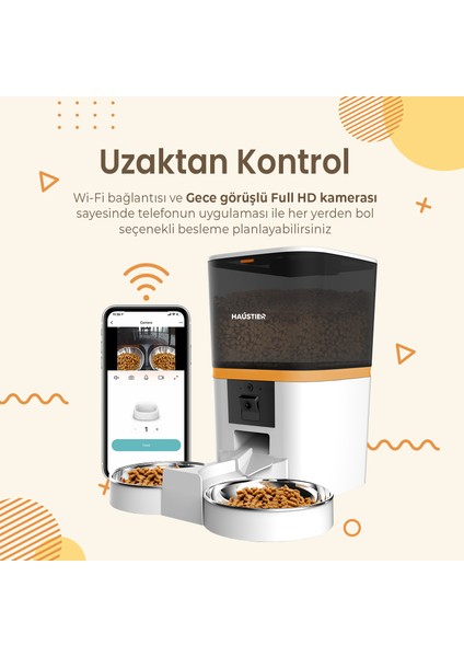 QQ009-DUAL Gece Görüşlü 1080P Fhd Kameralı, Akıllı Otomatik Kedi Mama Kabı, Tuya App-Wifi Uzaktan Kontrol, Sesle Çağırma, 2.4ghz-5ghz, 6lt Hazne, Çift Metal Kase indirimleri