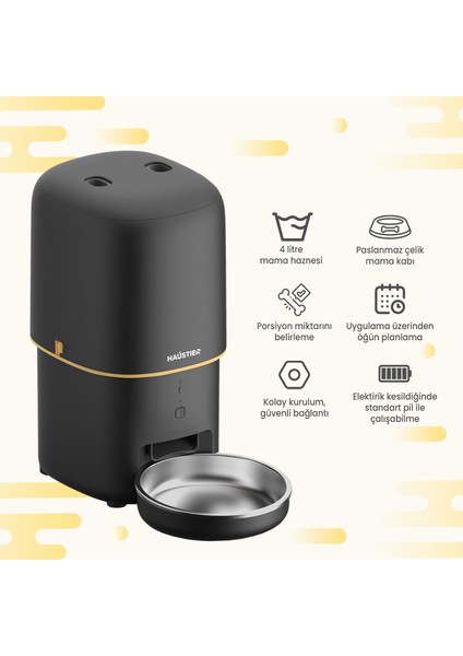 PF02 Akıllı Otomatik Kedi Mama Kabı , Tuya App-Wifi Uzaktan Kontrol, 4lt Hazne, Metal Kase fiyatları