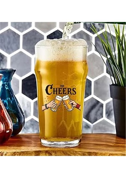 Büyük Boy Renkli Baskılı Cam Bira Bardağı Nonic Pint Beer Glass 600 ml