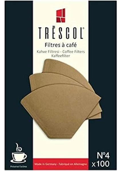 Kahve Filtresi, Naturel Kağıt, 4 Numara, Büyük Boy, 100'LÜ Paket indirimleri