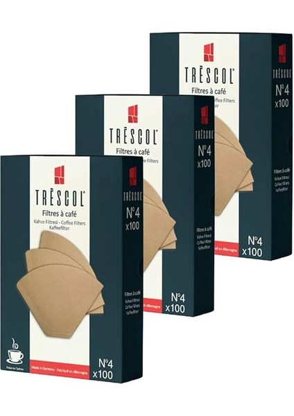 Kahve Filtresi 4 Numara (Büyük Boy) Naturel Kağıt 3X100 300'LÜ Paket
