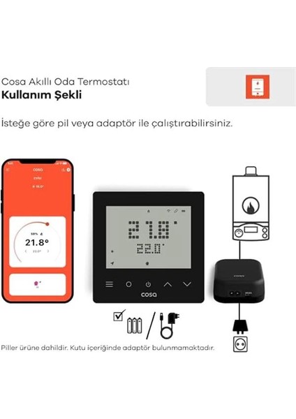 Akıllı Oda Termostatı Kablosuz Kombi Kontrolü V5 modelleri
