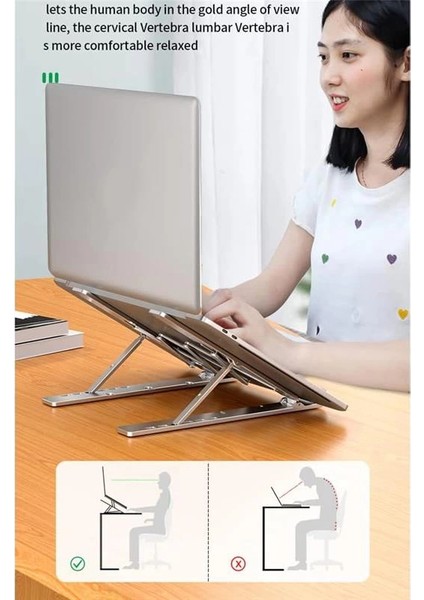 Notebook Standı 2in1 Katlanabilir Taşınabilir Folding Alüminyum Dizüstü Bilgisayar Standı