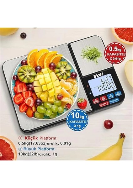 SC21 Hassas Mutfak Terazisi-Lcd Ekranlı Dijital Tartı-Paslanmaz Çelik Mutfak Ölçüm Tartısı