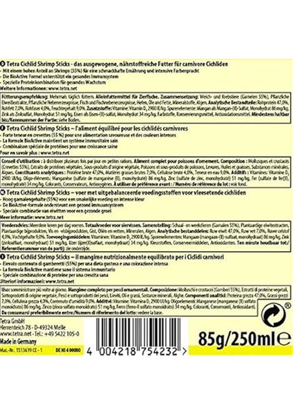 Cichlid Shrimp Sticks 250 Ml/85 gr indirimleri