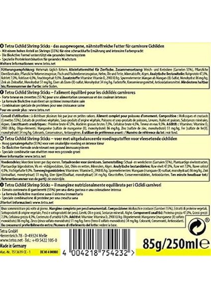 Cichlid Shrimp Sticks 250 Ml/85 gr