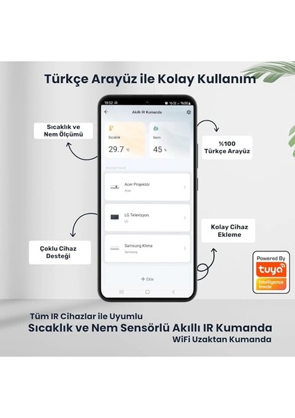 Tuya Uyumlu Dahili Sıcaklık ve Nem Sensörlü Wifi Ir Kumanda (Wak-02) fiyatları
