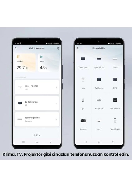 Tuya Uyumlu Dahili Sıcaklık ve Nem Sensörlü Wifi Ir Kumanda (Wak-02) modelleri