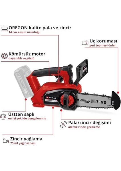 Professional Akülü Zincirli Testere Fortexxa 18/20 Th Power X-Change (Li-Ion, 18 V, Kömürsüz modelleri